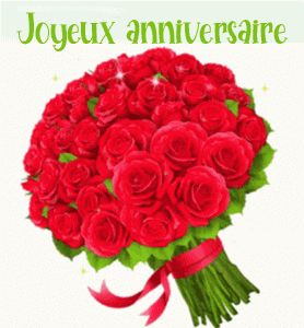 Gif animé joyeux anniversaire bouquet de roses